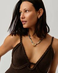 Shell Statement Multi Beaded Necklace | 18k Gold Plated/Multi Gemstone