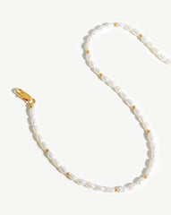 Short Seed Pearl Beaded Necklace | 18k Gold Plated/Pearl