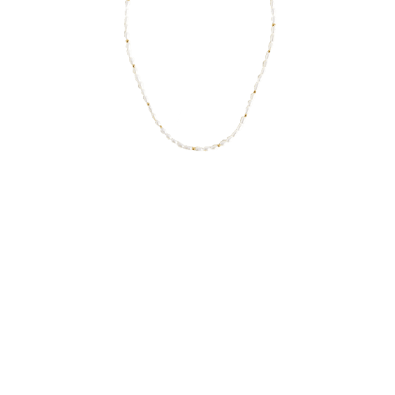 Short Seed Pearl Beaded Necklace | 18k Gold Plated/Pearl