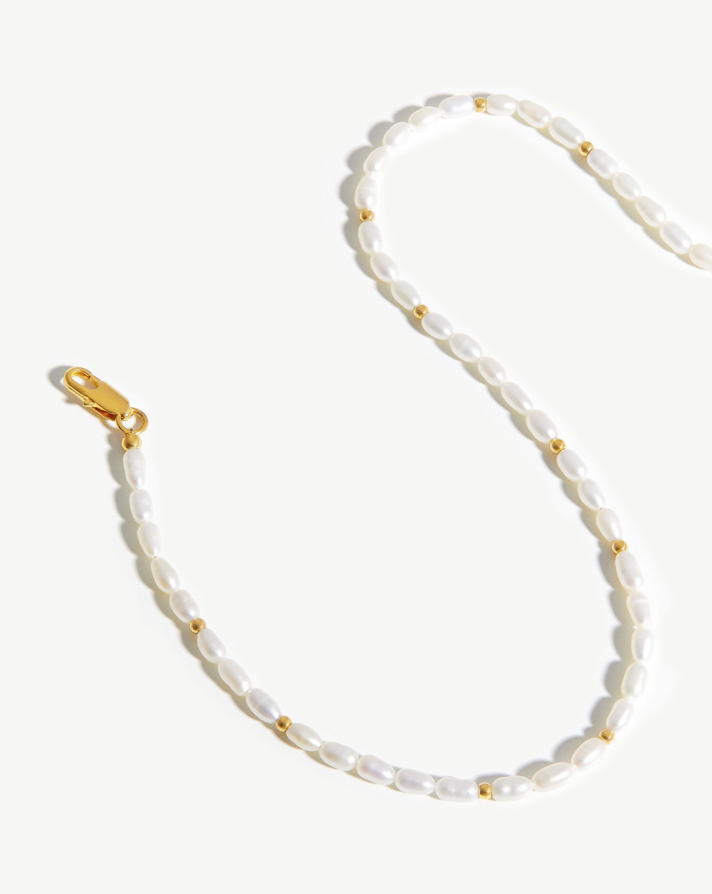 Short Seed Pearl Beaded Necklace | 18k Gold Plated/Pearl