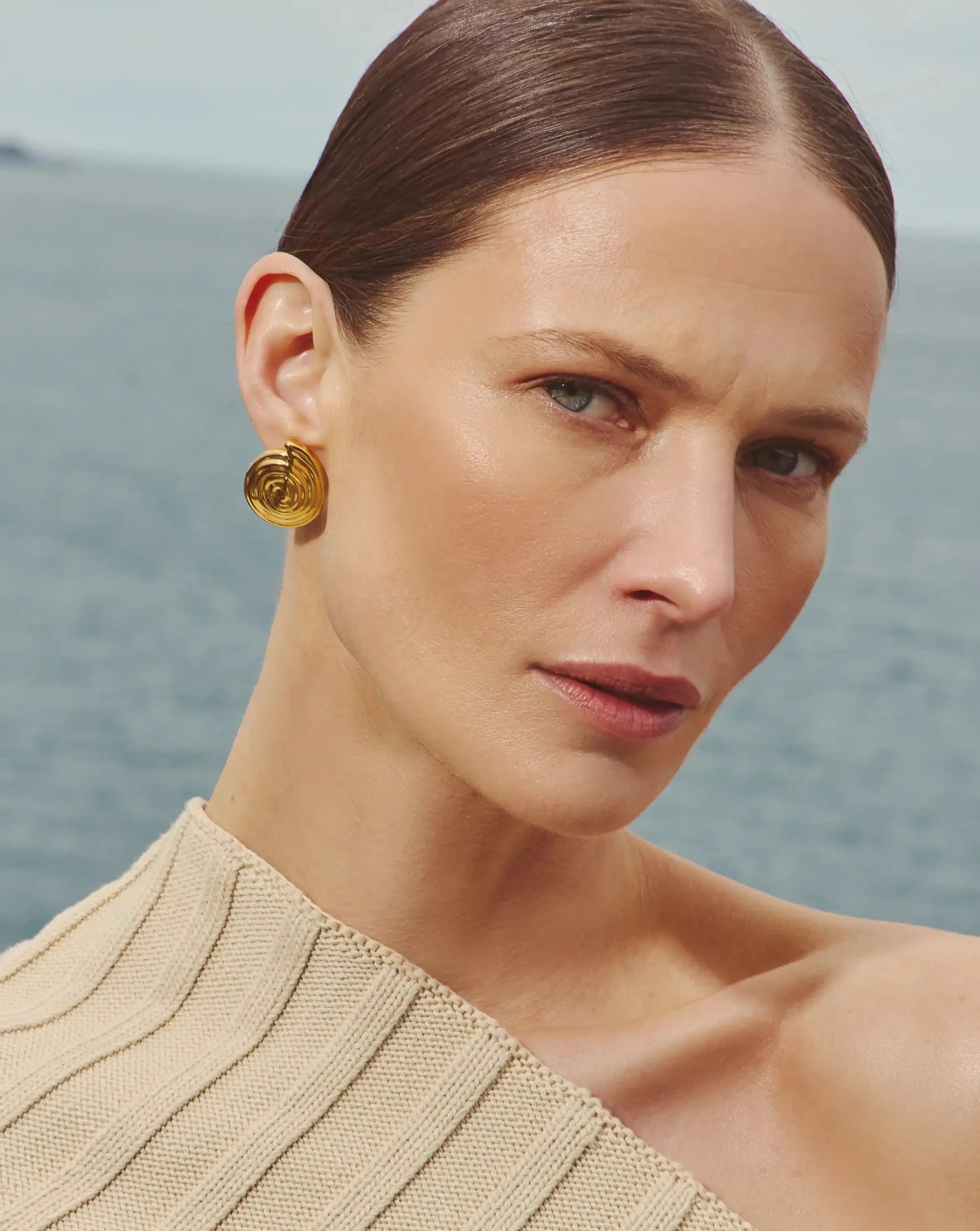 Spiral Detachable Pearl Drop Earrings | 18k Gold Plated