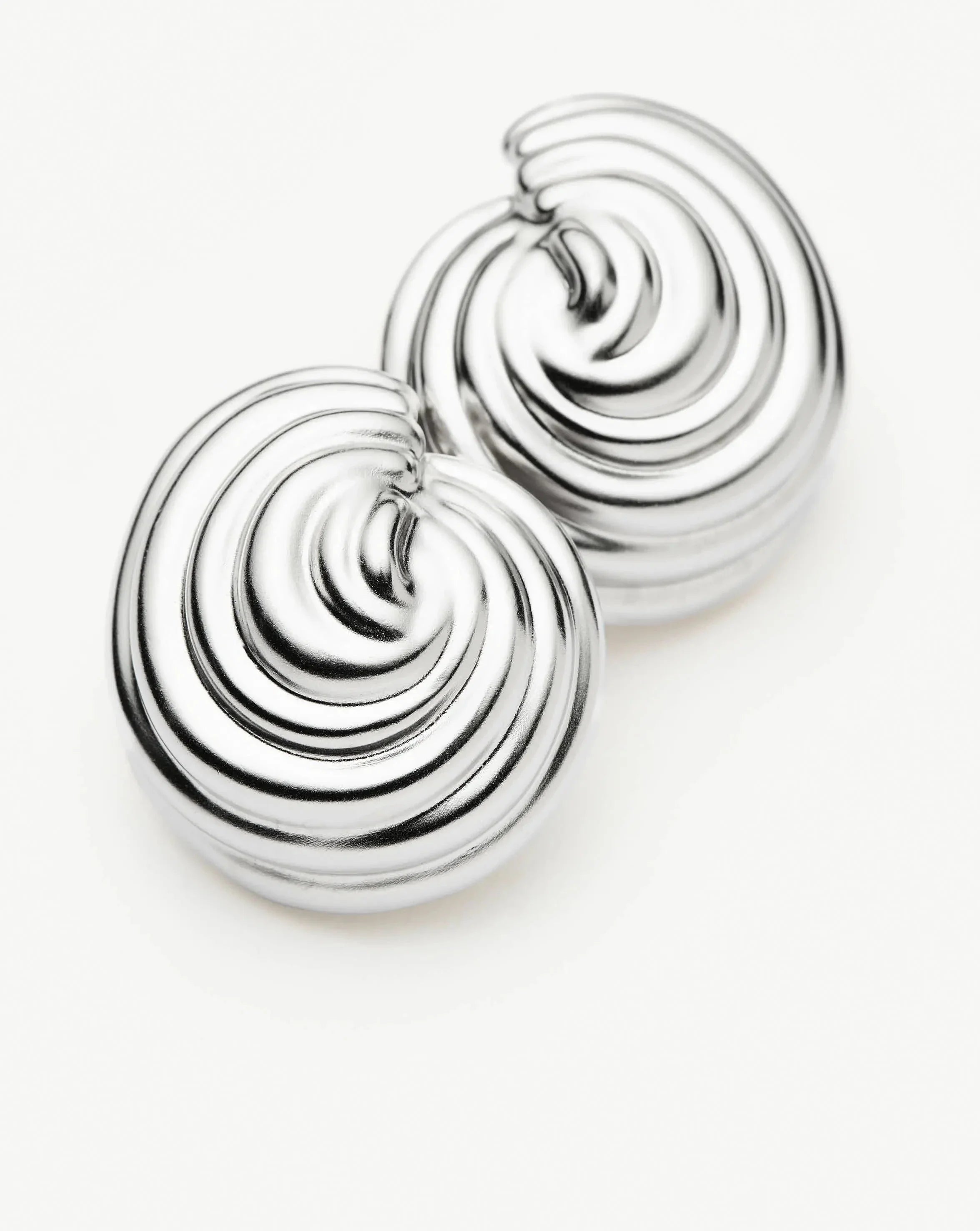 Spiral Dome Oversized Stud Earrings | Silver Plated