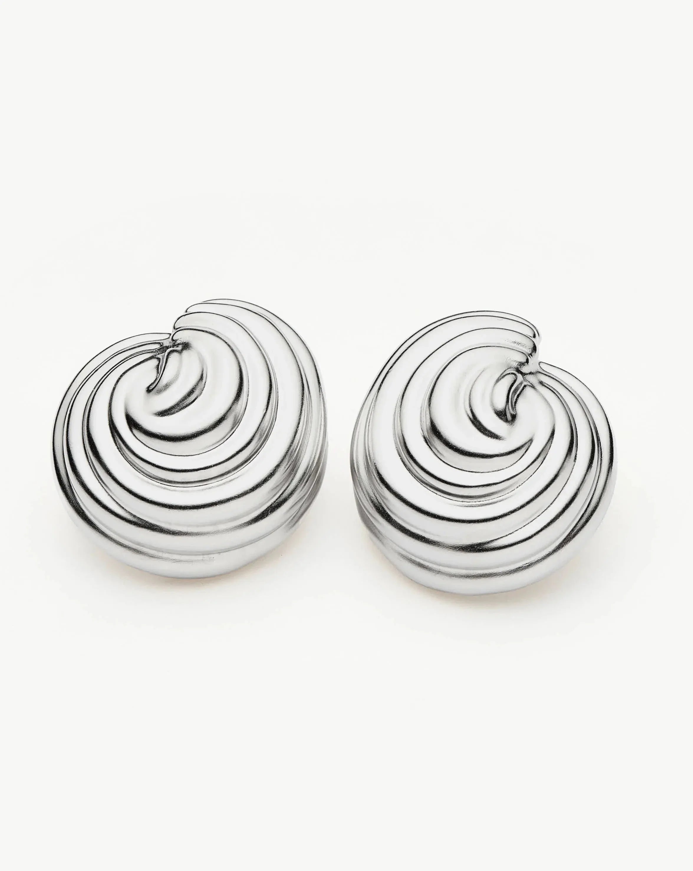 Spiral Dome Oversized Stud Earrings | Silver Plated