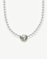 Spiral Gemstone Beaded Pendant Necklace | Silver Plated/Clear Crystal Quartz