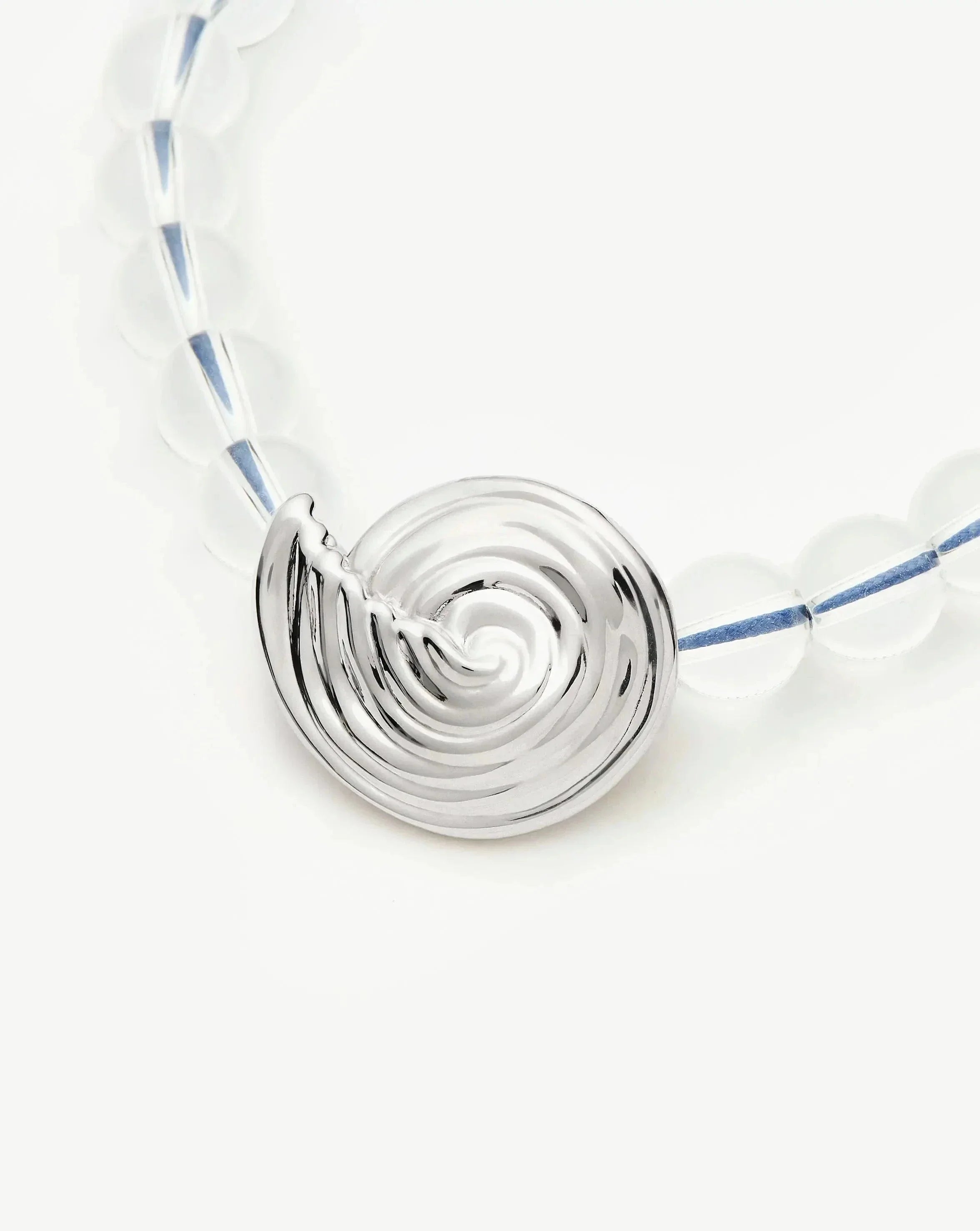 Spiral Gemstone Beaded Pendant Necklace | Silver Plated/Clear Crystal Quartz