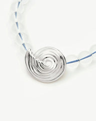 Spiral Gemstone Beaded Pendant Necklace | Silver Plated/Clear Crystal Quartz