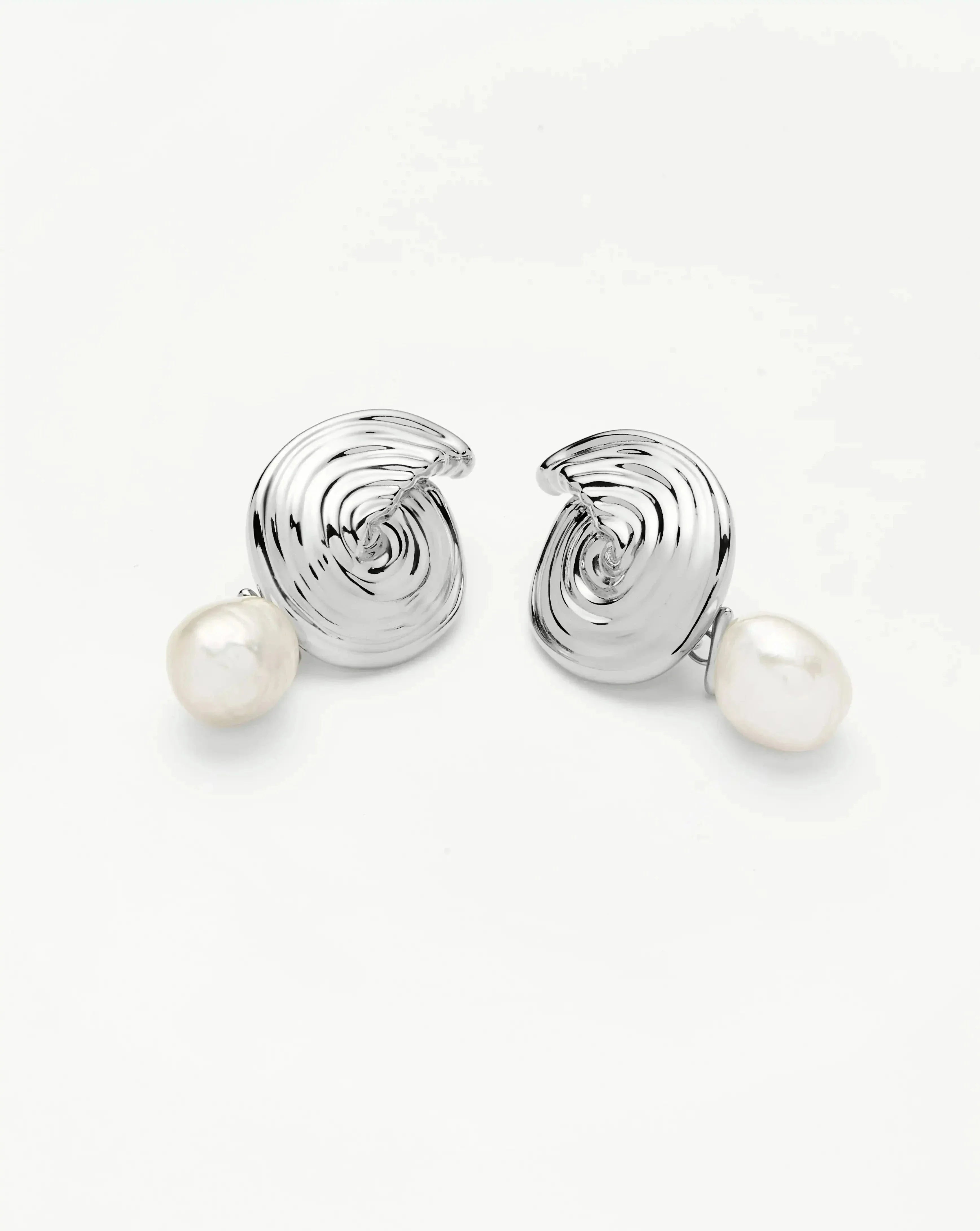 Spiral Detachable Pearl Drop Earrings | Silver Plated