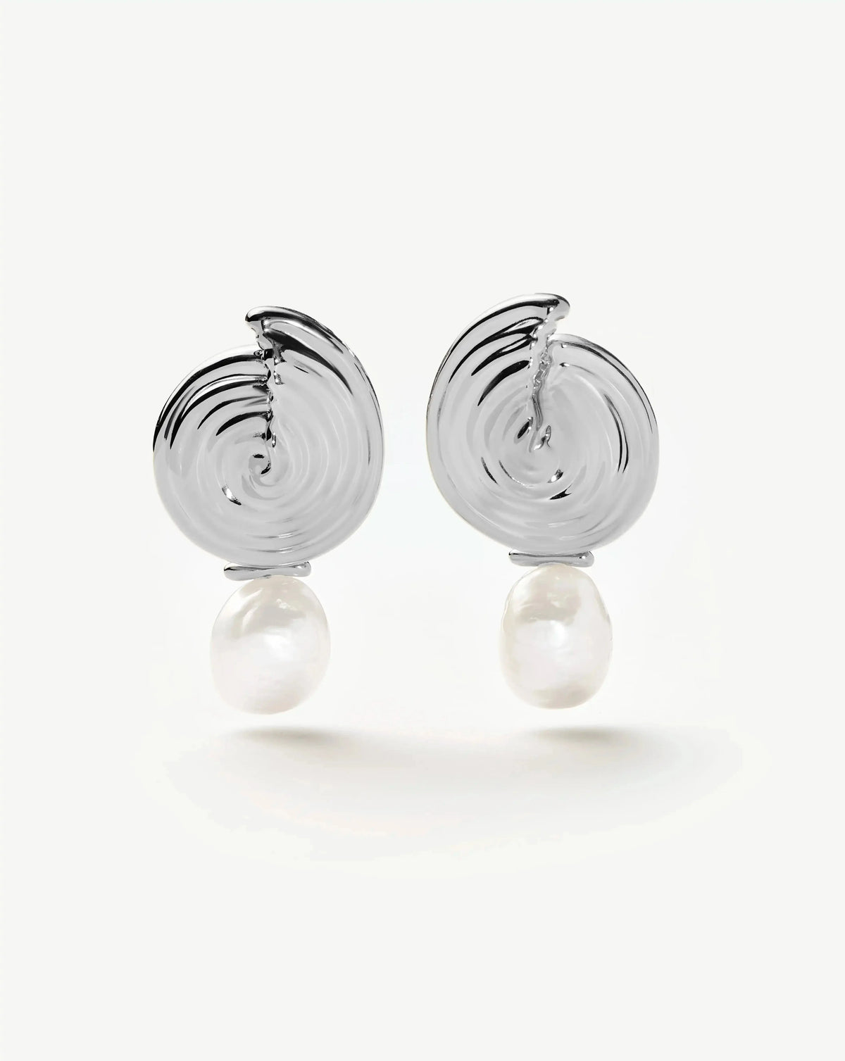 Spiral Detachable Pearl Drop Earrings | Silver Plated
