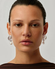 Spiral Detachable Pearl Drop Earrings | Silver Plated