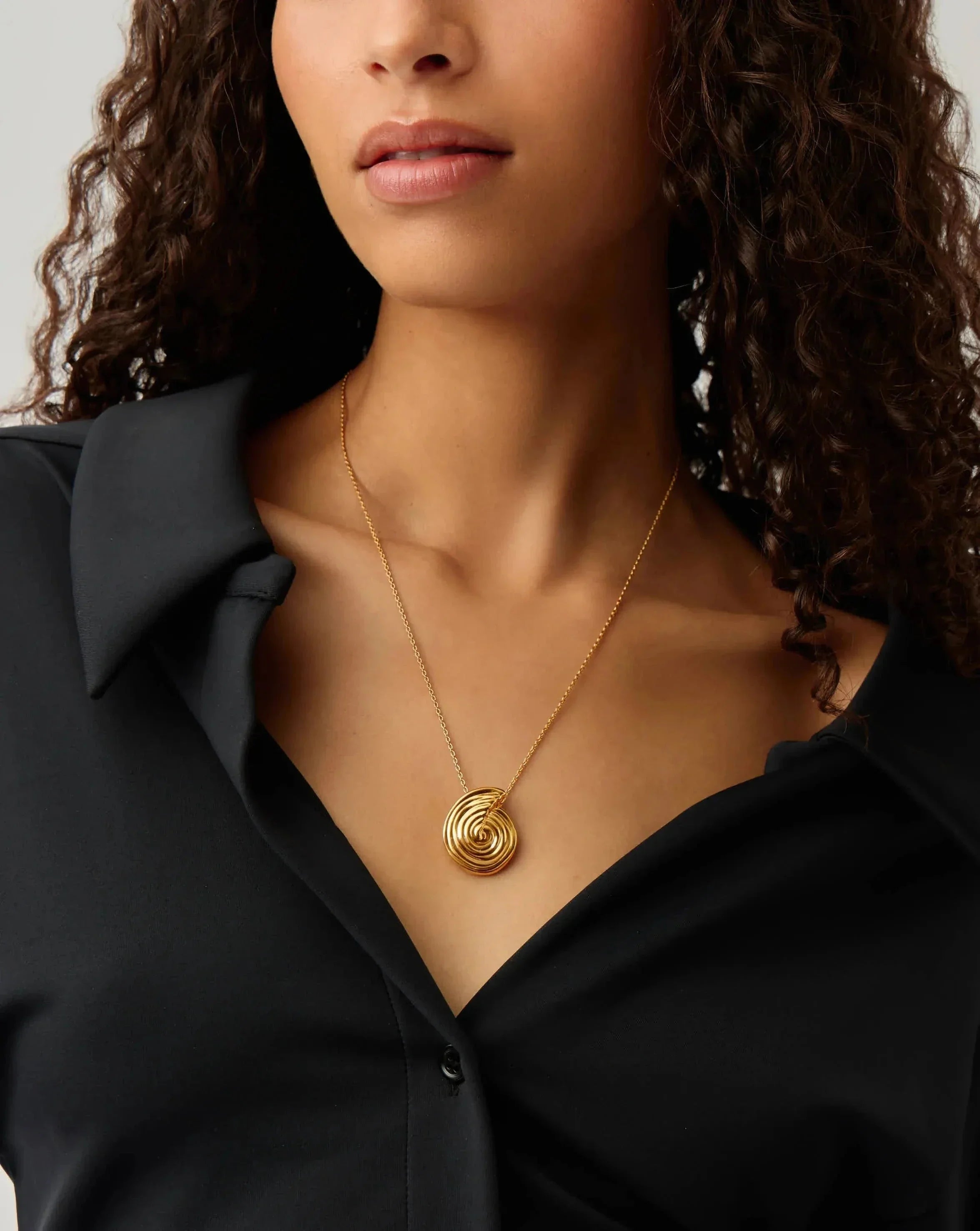 Spiral Large Pendant Necklace | 18k Gold Plated