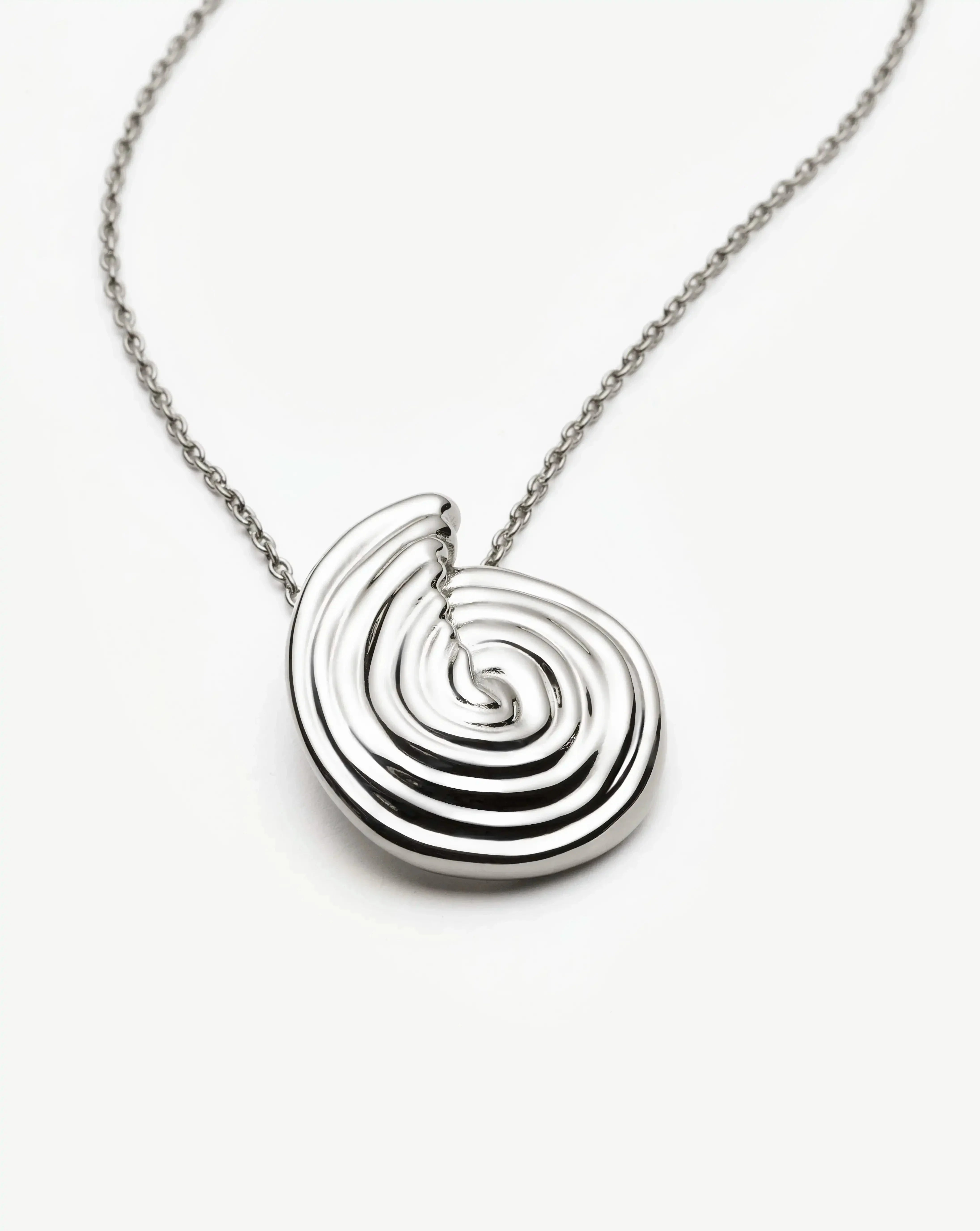 Spiral Large Pendant Necklace | Silver Plated
