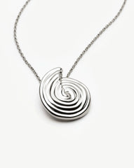 Spiral Large Pendant Necklace | Silver Plated