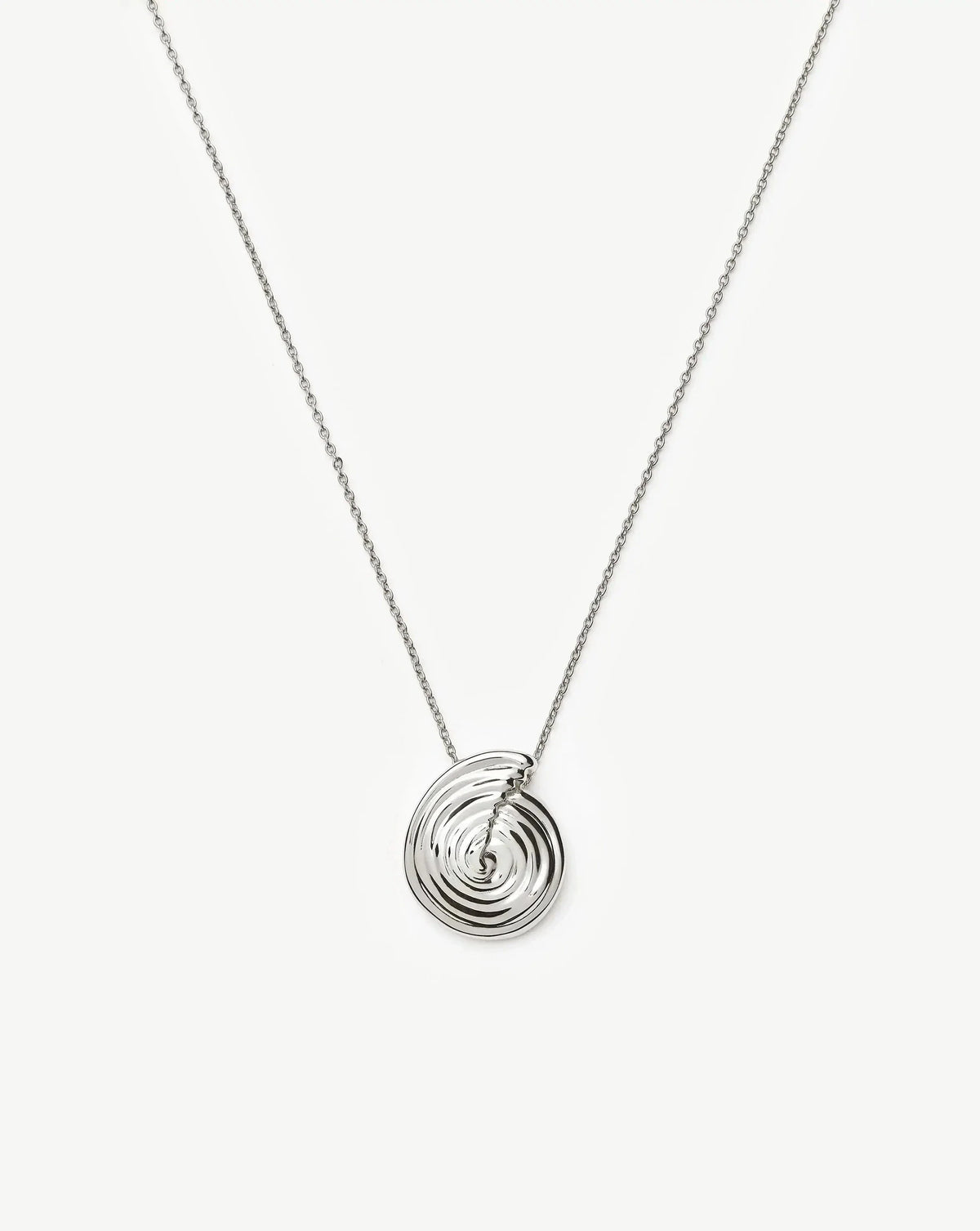 Spiral Large Pendant Necklace | Silver Plated