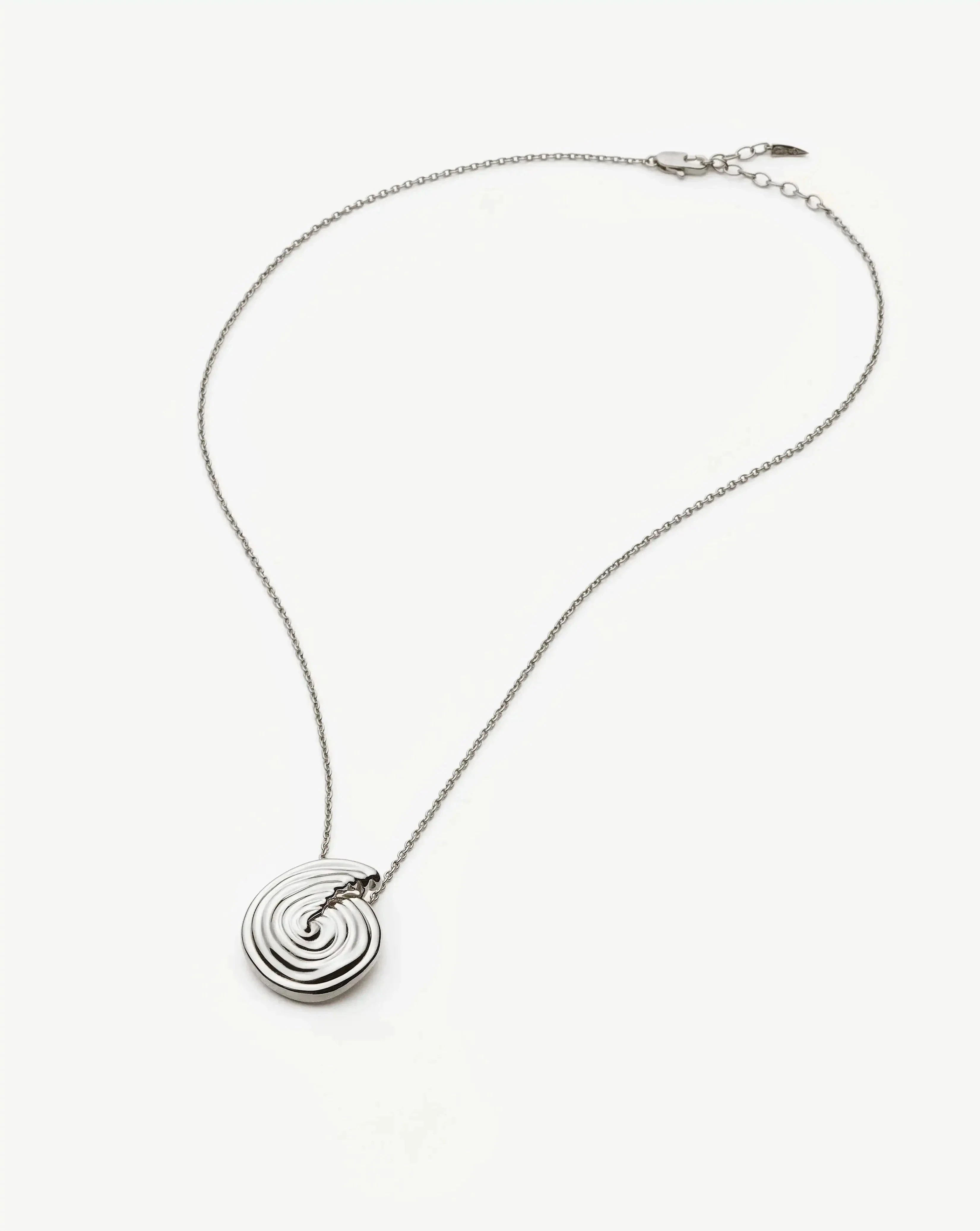 Spiral Large Pendant Necklace | Silver Plated