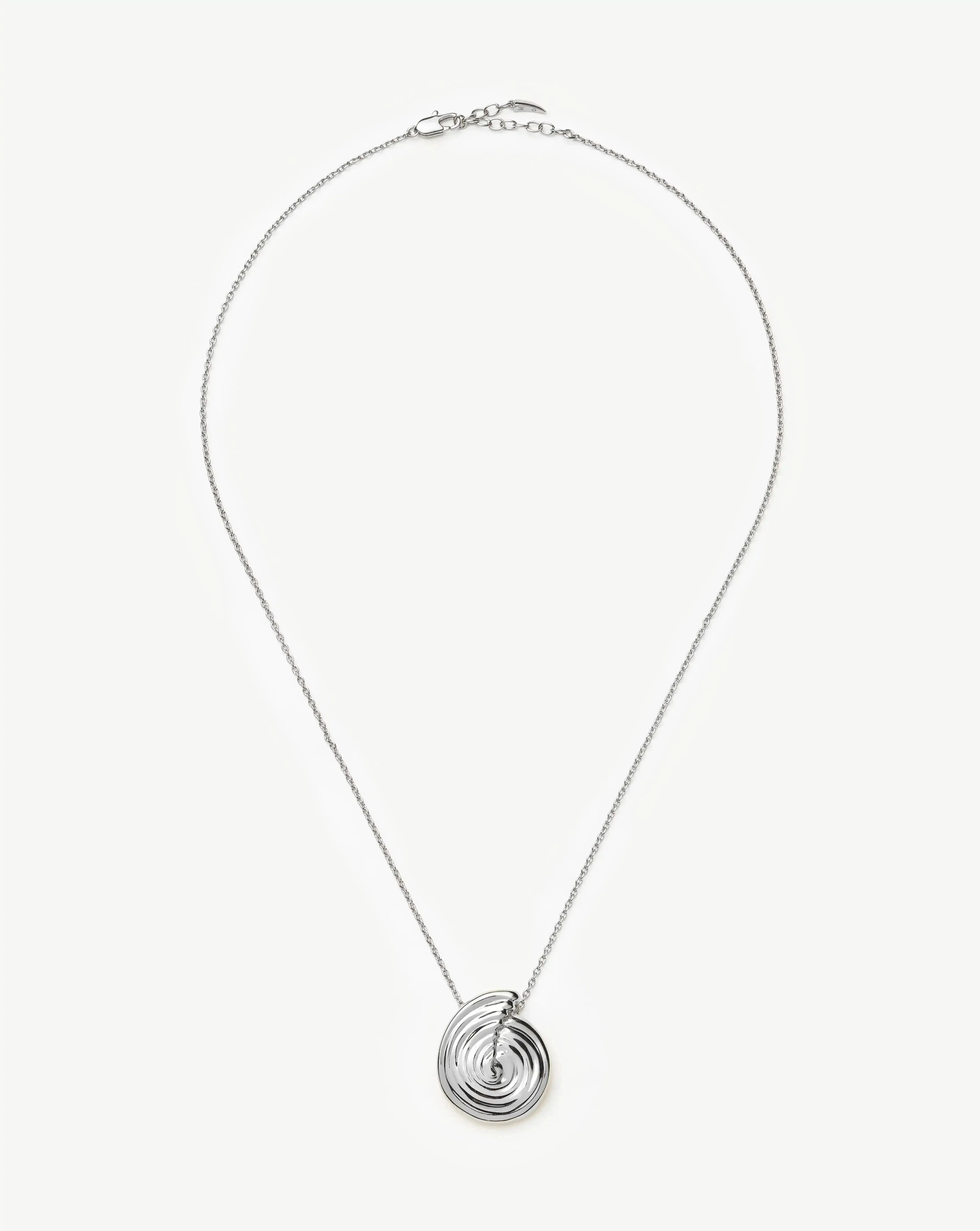 Spiral Large Pendant Necklace | Silver Plated