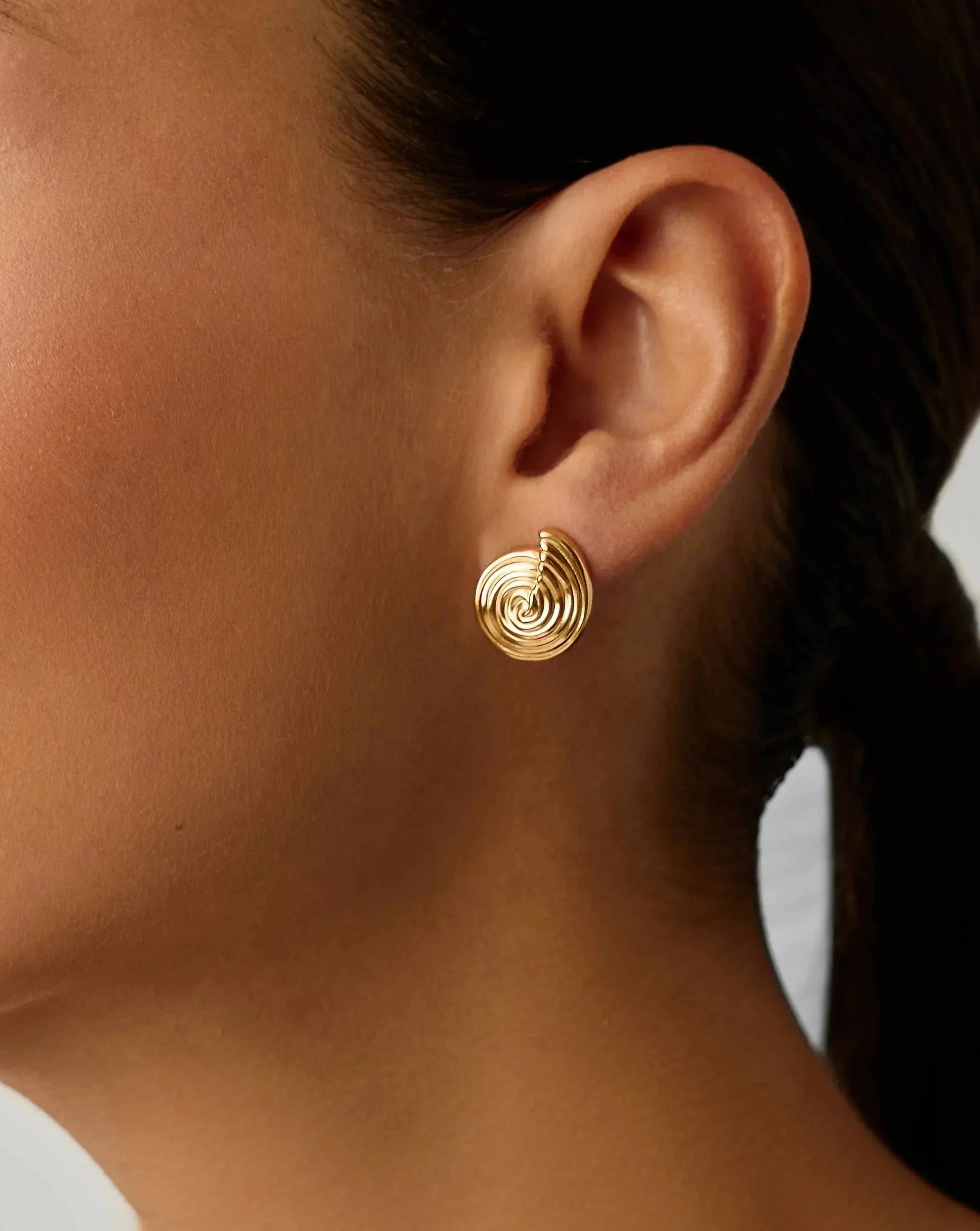 Spiral Small Stud Earrings | 18k Gold Plated