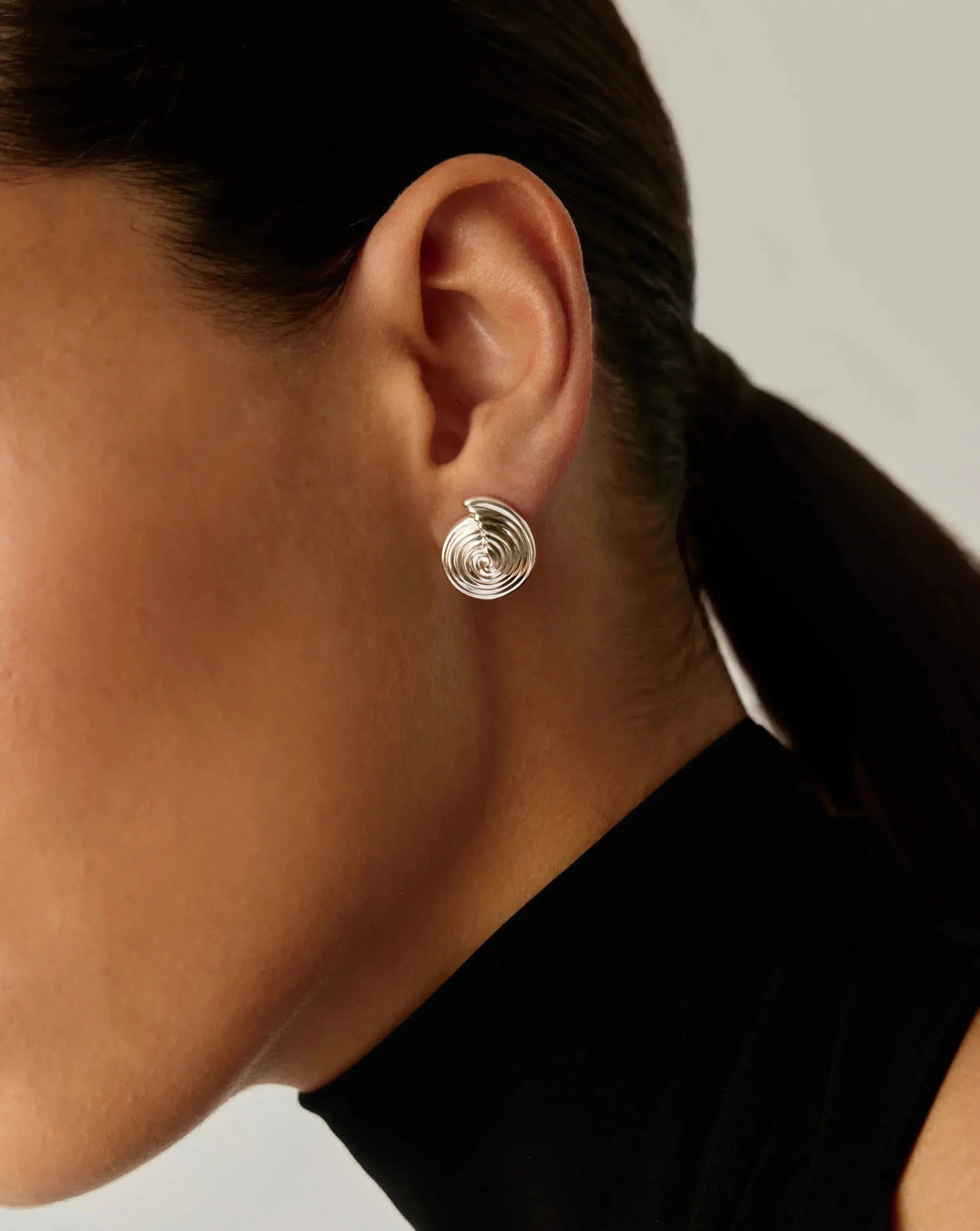 Spiral Small Stud Earrings | Silver Plated