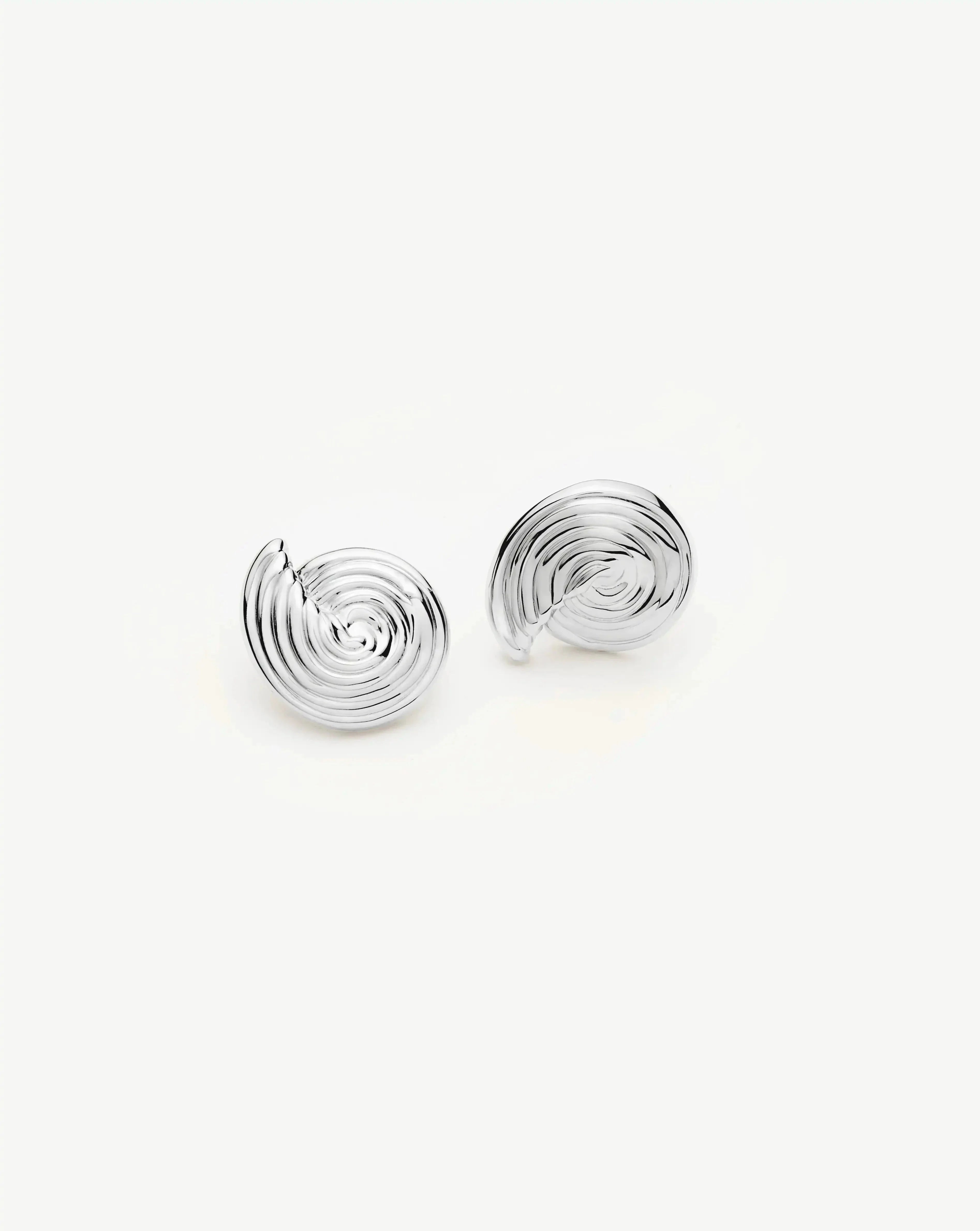 Spiral Small Stud Earrings | Silver Plated