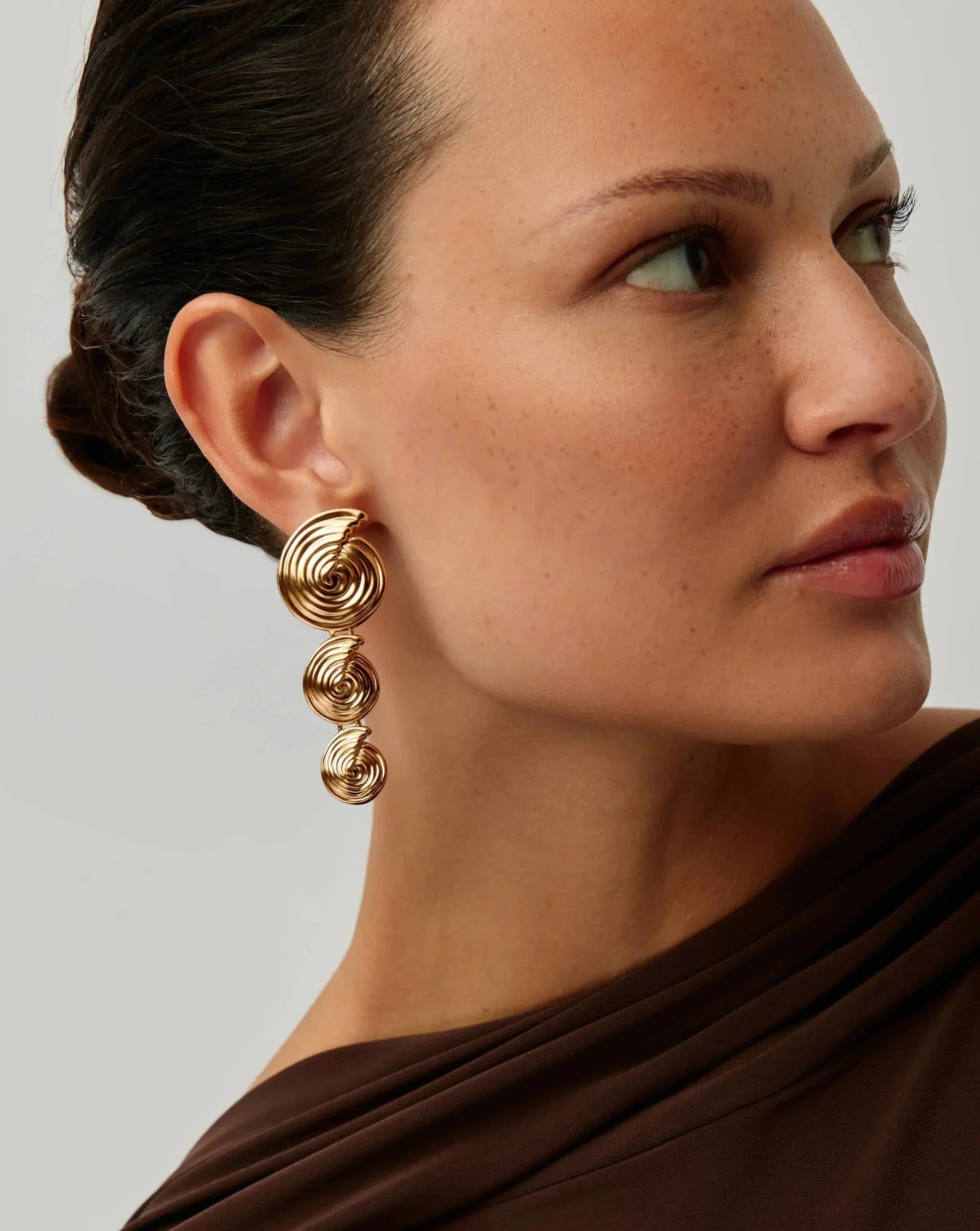Spiral Statement Drop Earrings | 18k Gold Plated