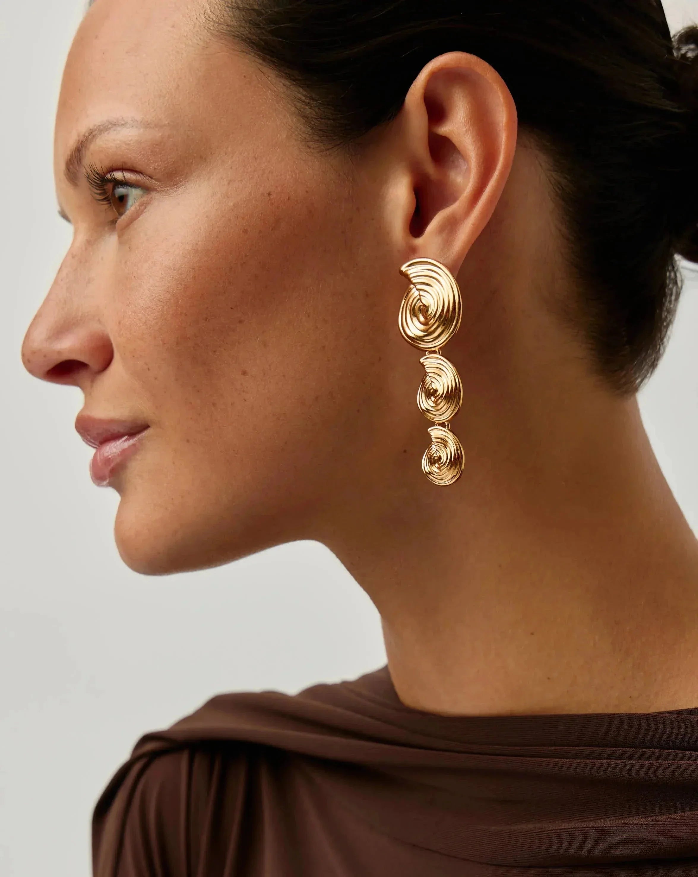 Spiral Statement Drop Earrings | 18k Gold Plated