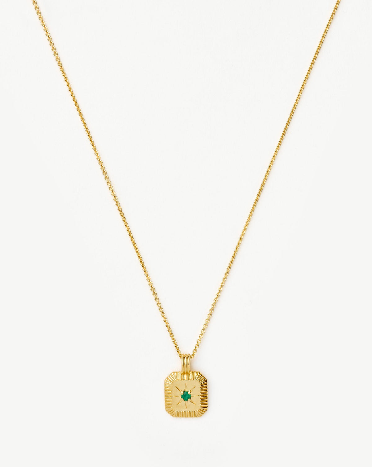 May Birthstone Pendant Necklace | 18k Gold Vermeil/Dyed Green Chalcedony