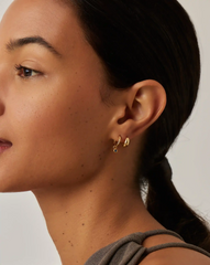 Tennis Charm Mini Hoop Earrings | 18k Gold Vermeil/Sapphire Blue Nano-crystal