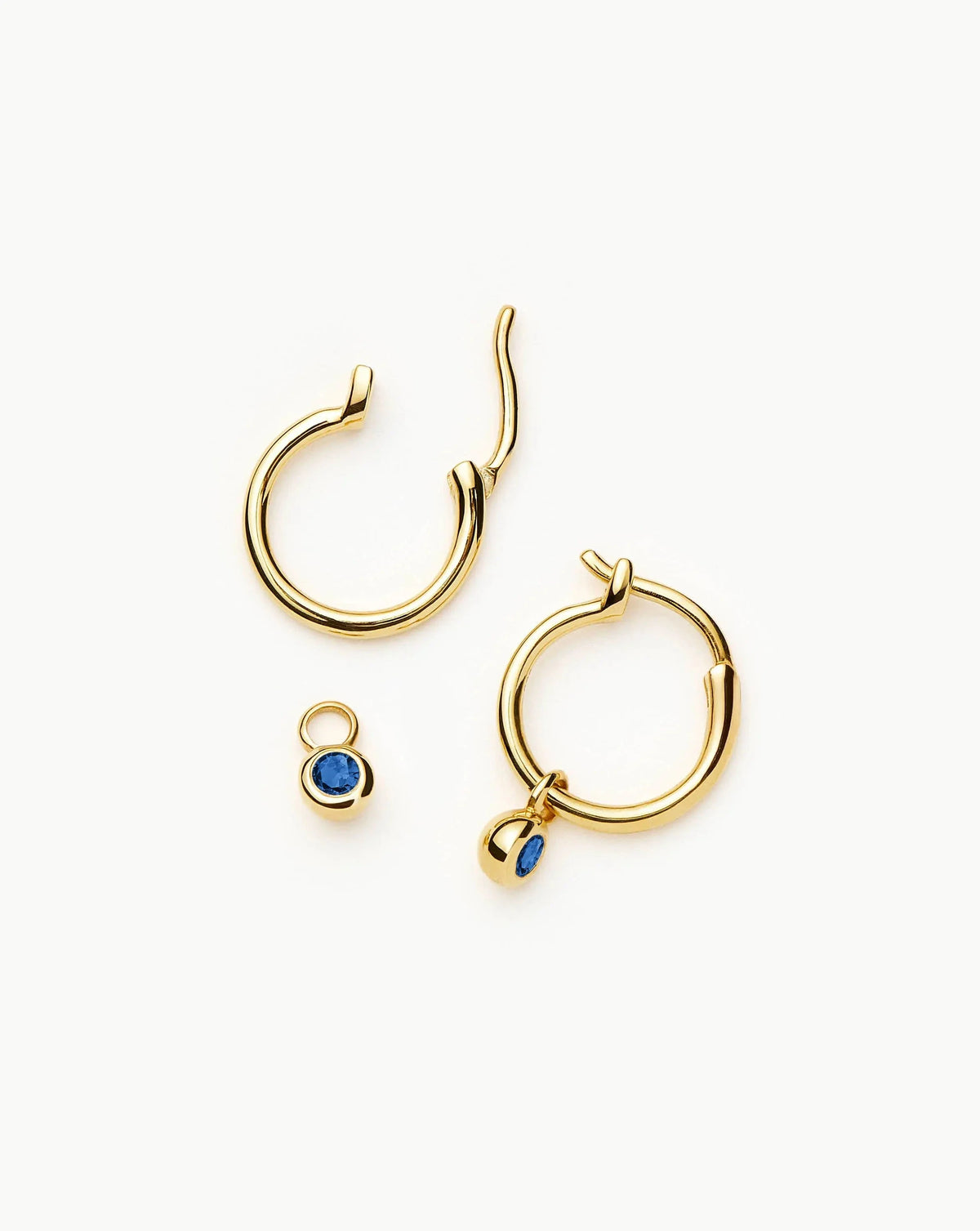 Tennis Charm Mini Hoop Earrings | 18k Gold Vermeil/Sapphire Blue Nano-crystal