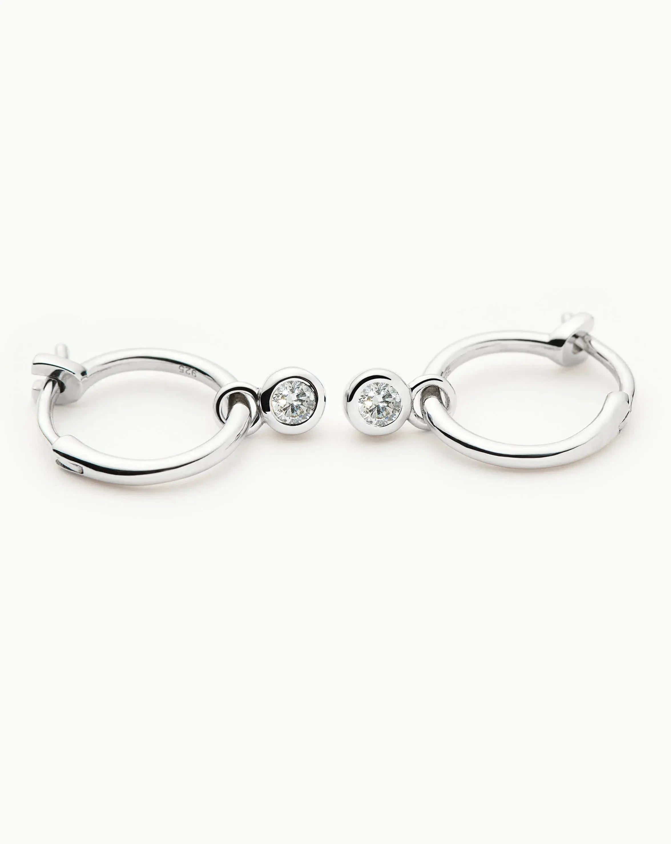 Tennis Charm Mini Hoop Earrings | Sterling Silver/Cubic Zirconia