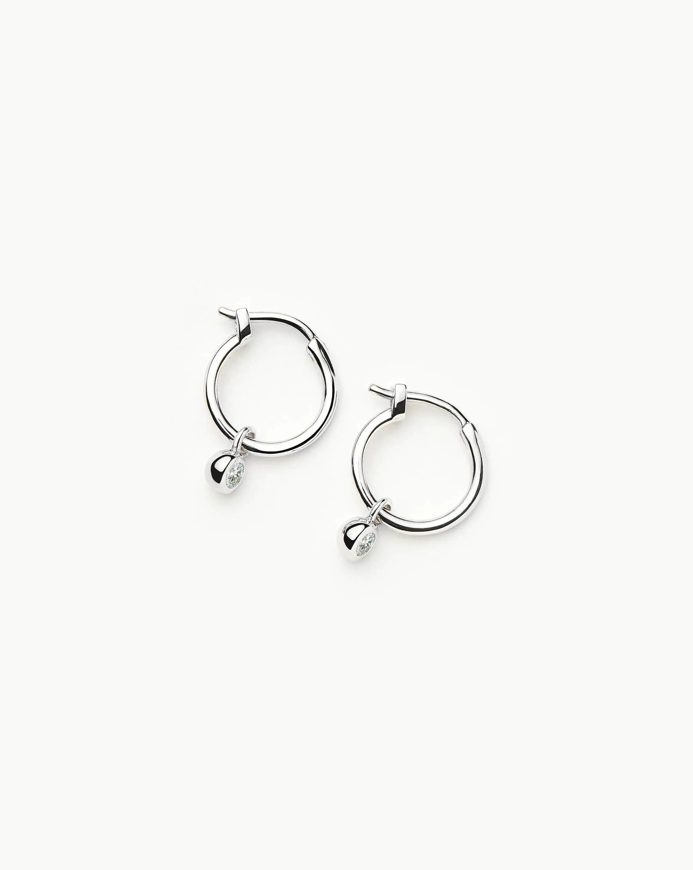 Tennis Charm Mini Hoop Earrings | Sterling Silver/Cubic Zirconia