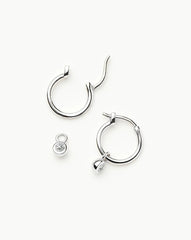 Tennis Charm Mini Hoop Earrings | Sterling Silver/Cubic Zirconia