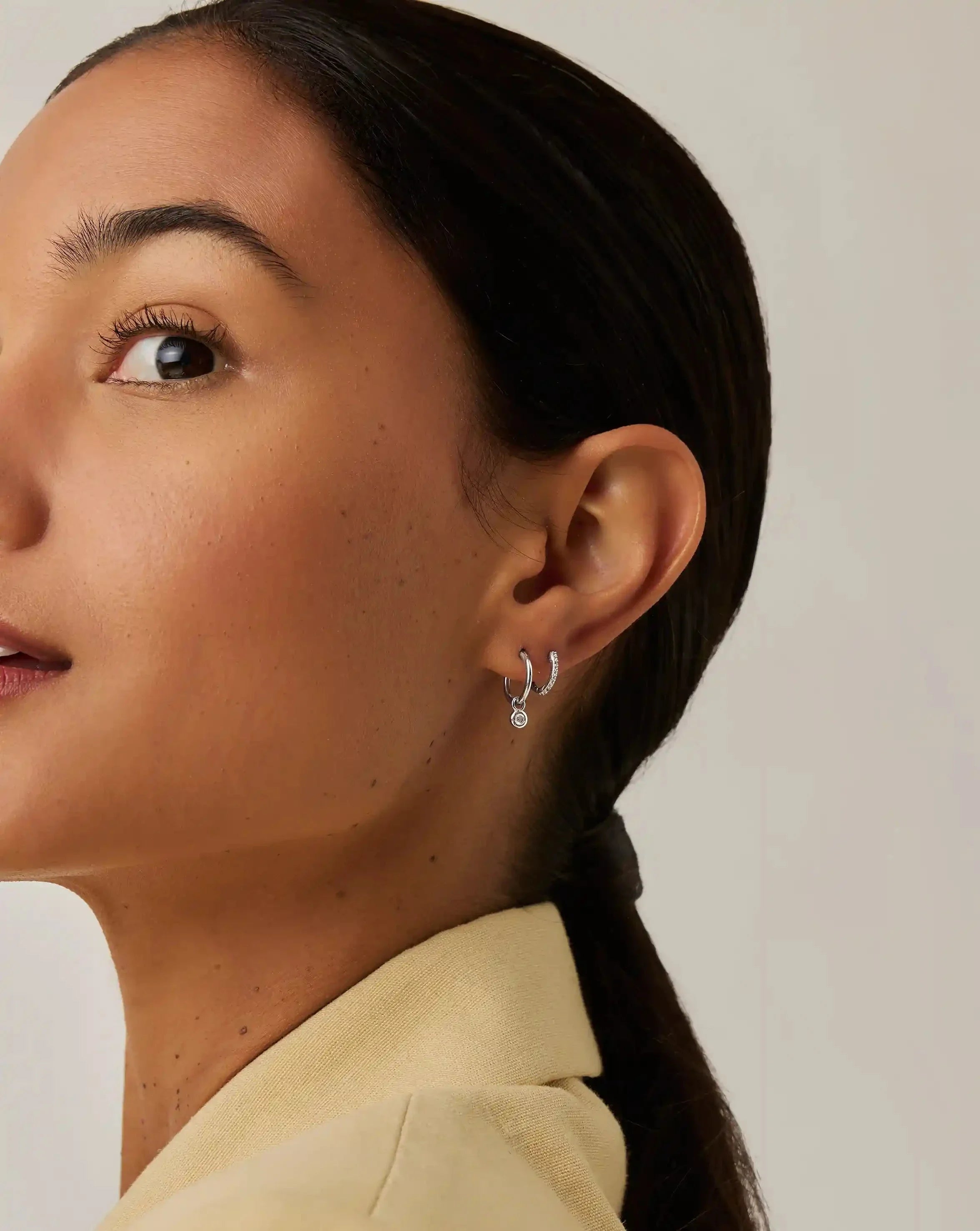 Tennis Charm Mini Hoop Earrings | Sterling Silver/Cubic Zirconia