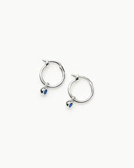 Tennis Charm Mini Hoop Earrings | Sterling Silver/Sapphire Blue Nano-crystal