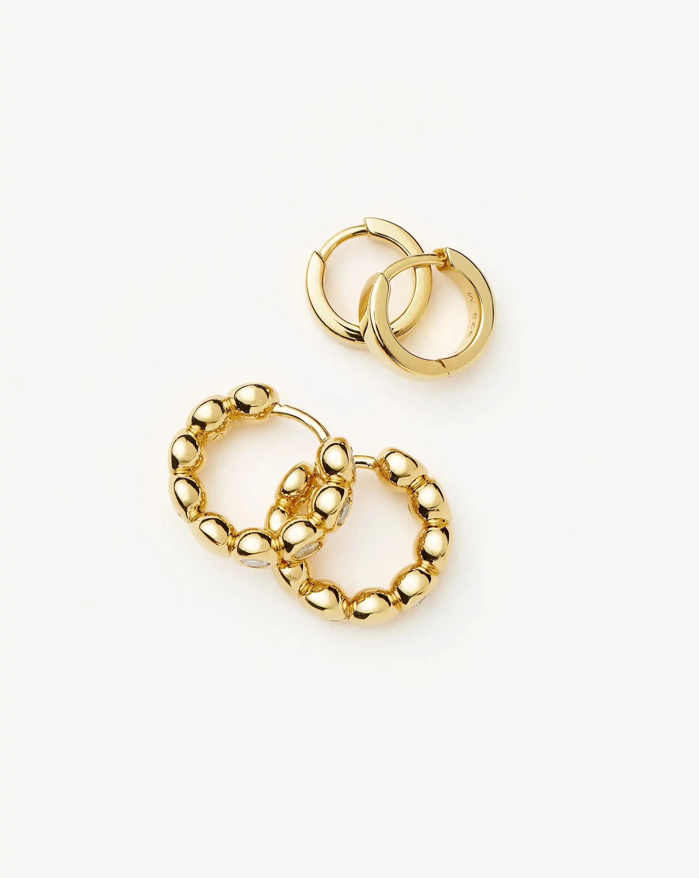 Tennis & Chubby Hoop Earring Set | 18k Gold Vermeil
