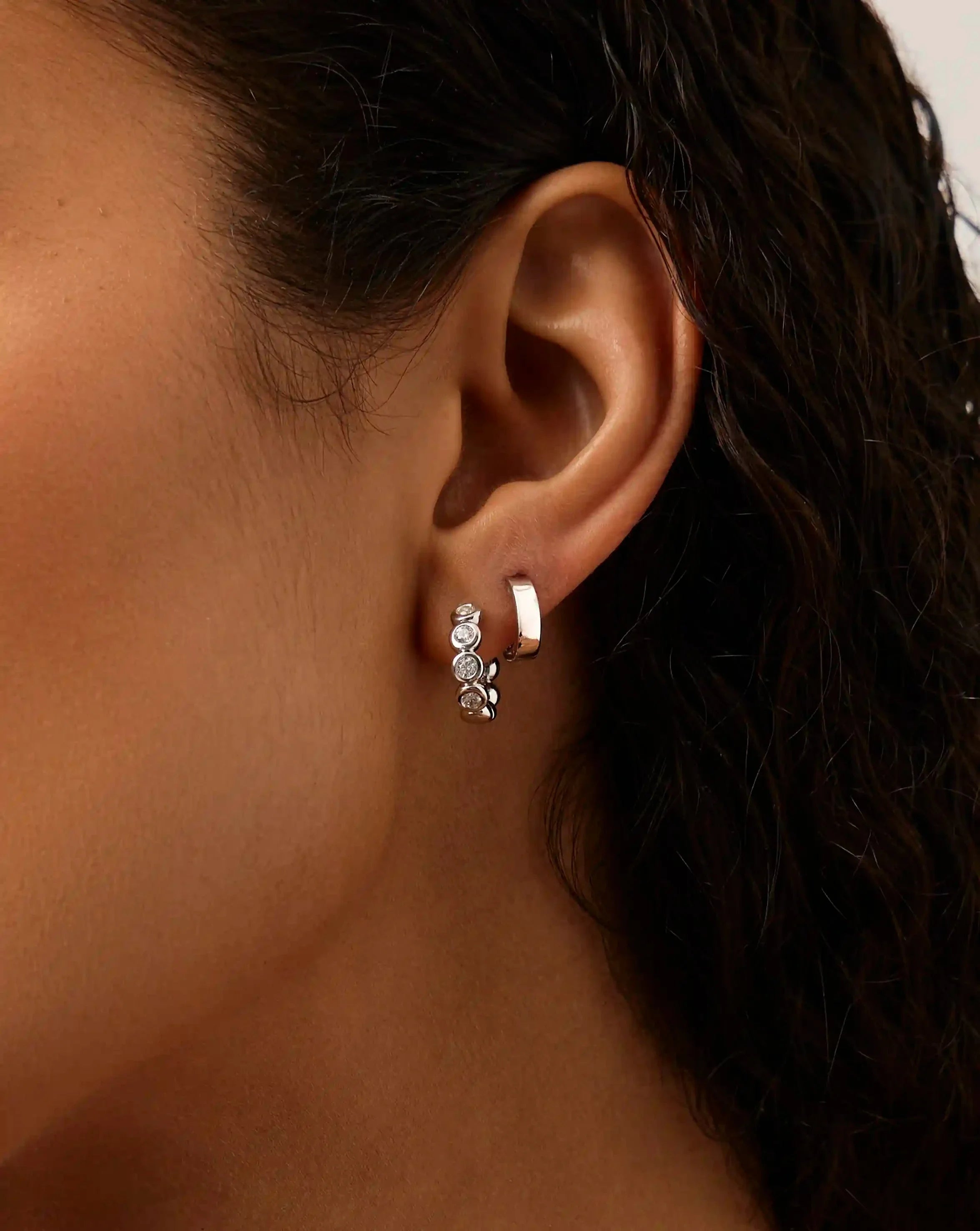 Tennis & Chubby Hoop Earring Set | Sterling Silver