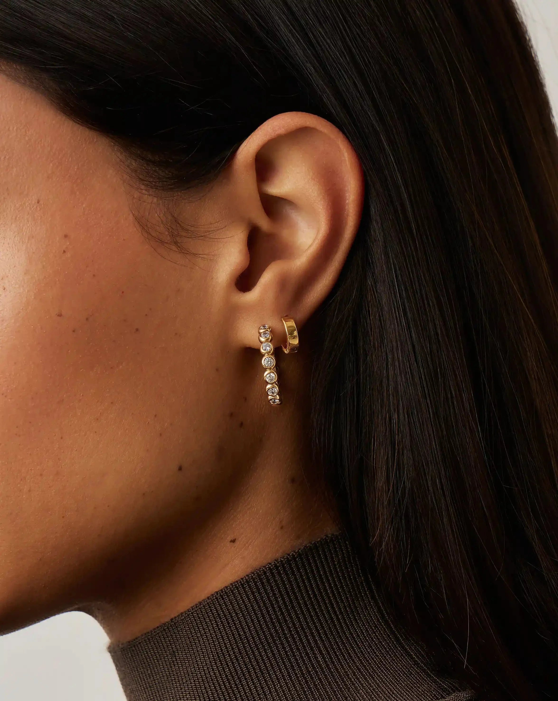 Tennis Classic Hoop Earrings | 18k Gold Plated/Cubic Zirconia