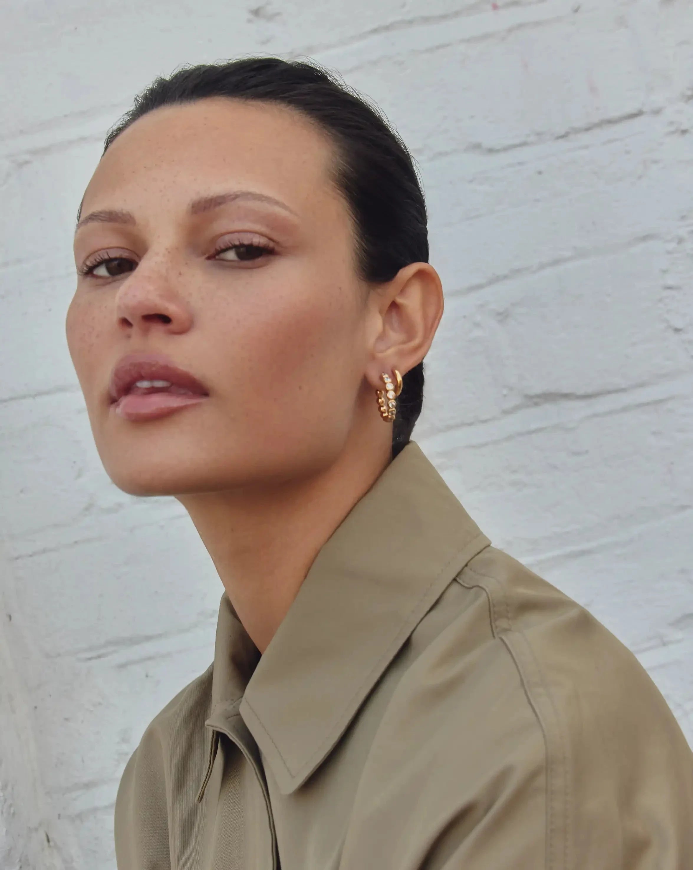 Tennis Classic Hoop Earrings | 18k Gold Plated/Cubic Zirconia