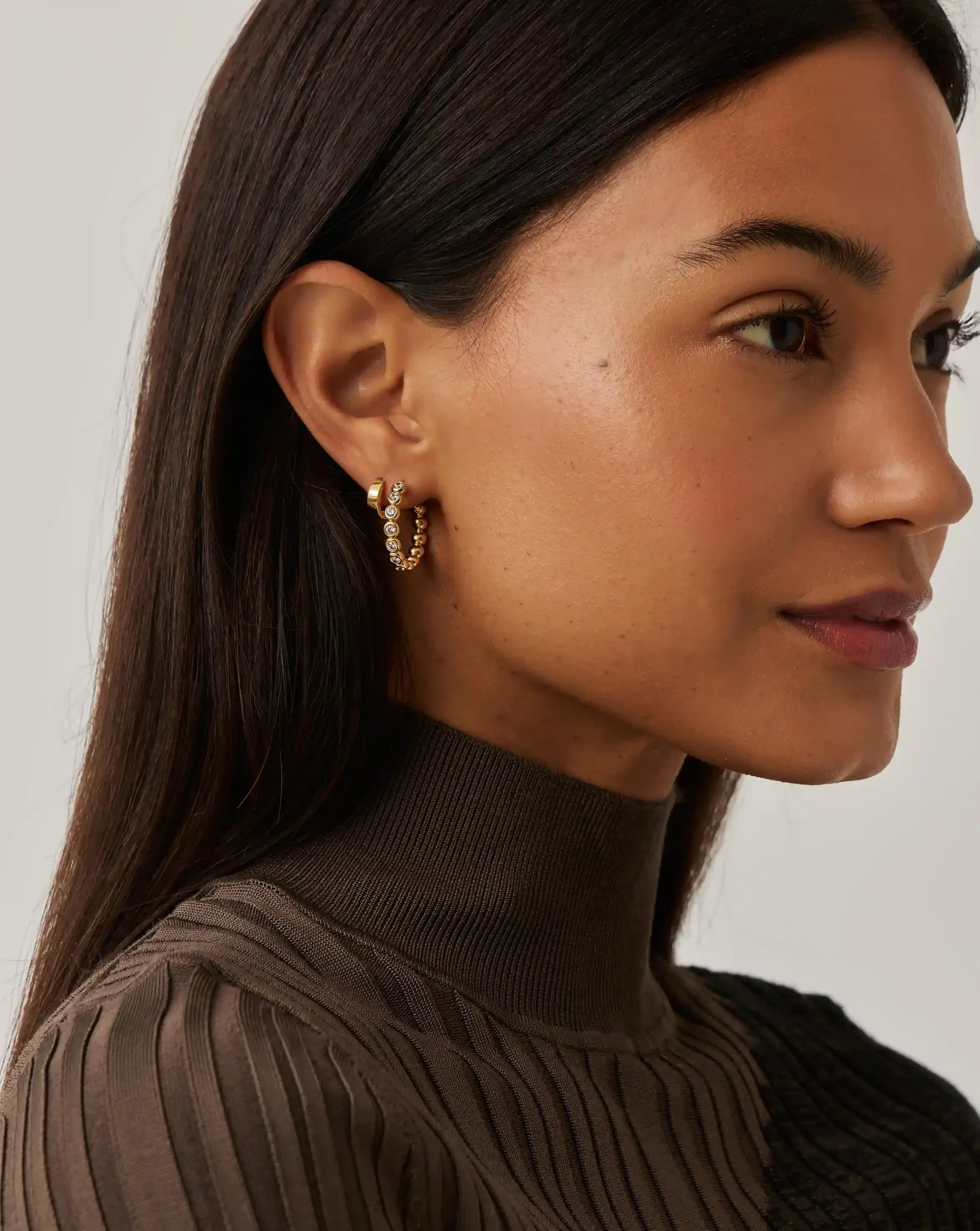 Tennis Classic Hoop Earrings | 18k Gold Plated/Cubic Zirconia