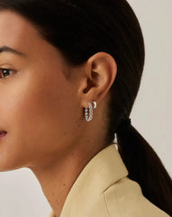 Tennis Classic Hoop Earrings | Silver Plated/Cubic Zirconia