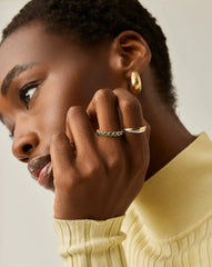 Tennis Eternity Stacking Ring | 18k Gold Vermeil/Emerald Green Nano-crystal