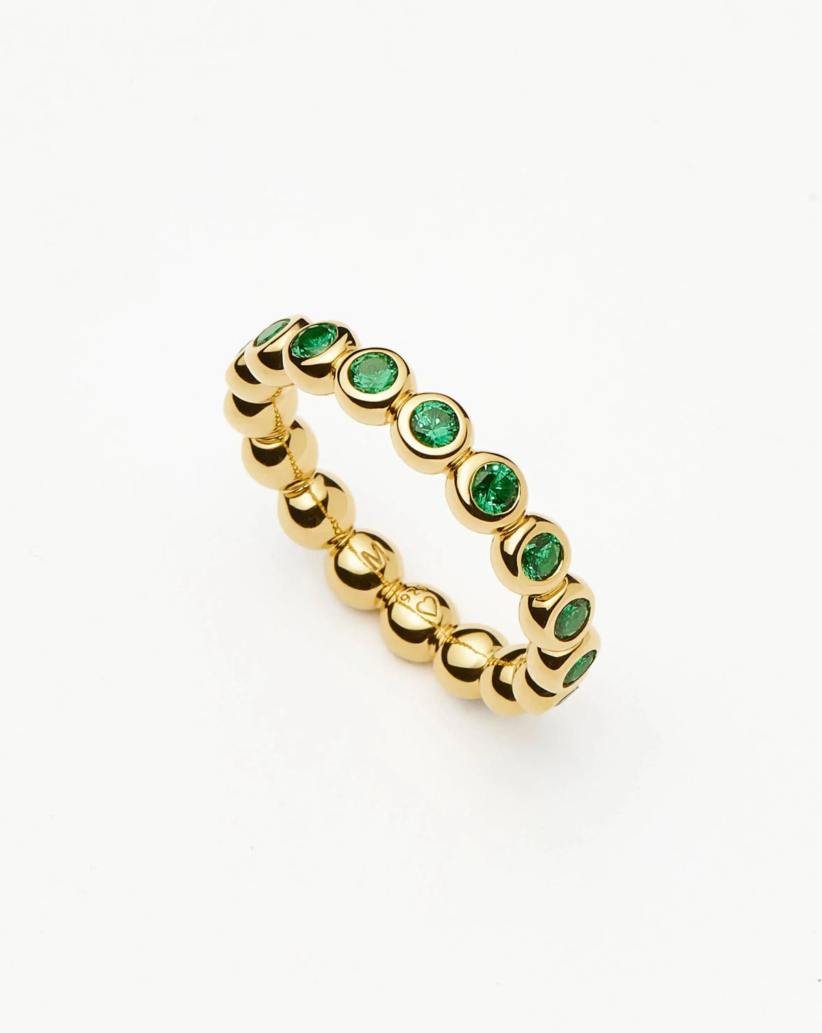 Tennis Eternity Stacking Ring | 18k Gold Vermeil/Emerald Green Nano-crystal