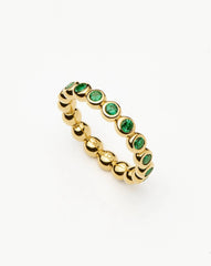 Tennis Eternity Stacking Ring | 18k Gold Vermeil/Emerald Green Nano-crystal