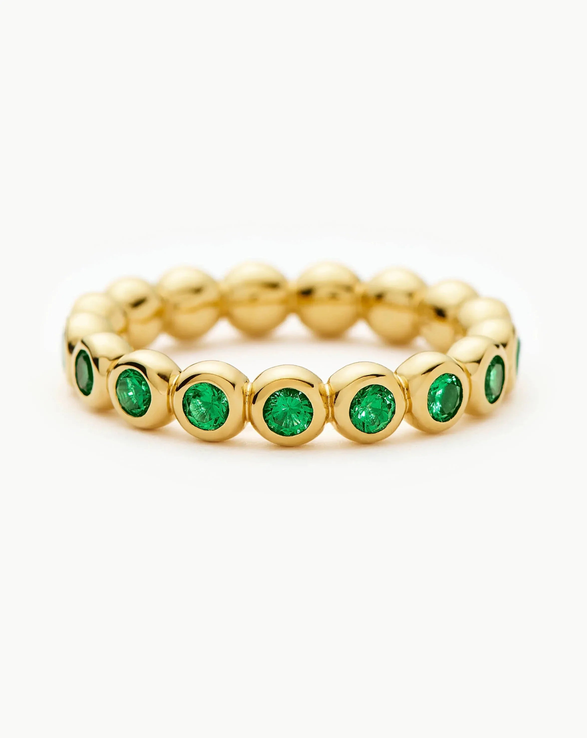 Tennis Eternity Stacking Ring | 18k Gold Vermeil/Emerald Green Nano-crystal