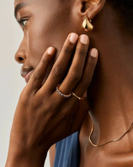 Tennis Eternity Stacking Ring | 18k Gold Vermeil/Sapphire Blue Nano-crystal