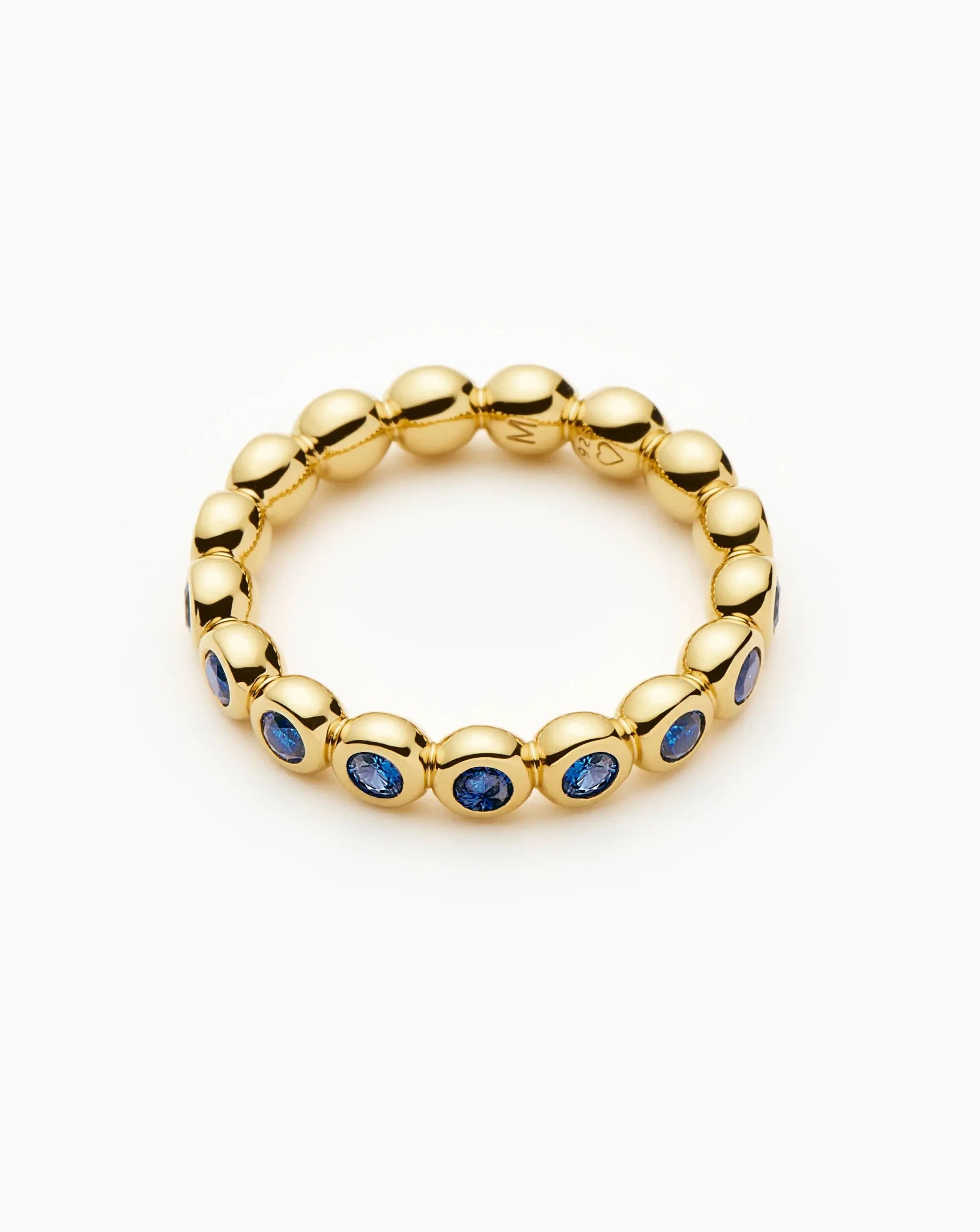 Tennis Eternity Stacking Ring | 18k Gold Vermeil/Sapphire Blue Nano-crystal