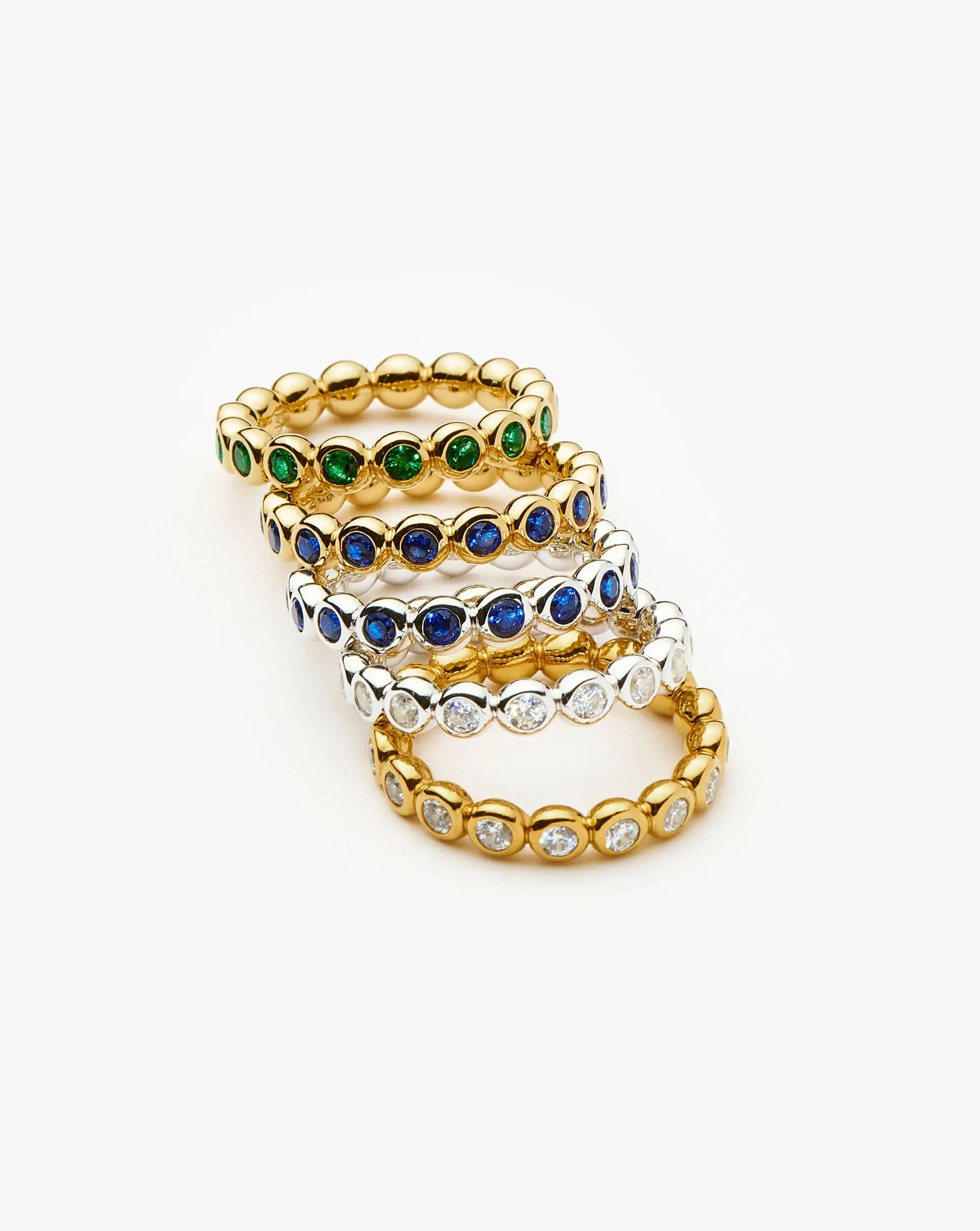 Tennis Eternity Stacking Ring | Sterling Silver/Sapphire Blue Nano-crystal