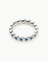 Tennis Eternity Stacking Ring | Sterling Silver/Sapphire Blue Nano-crystal