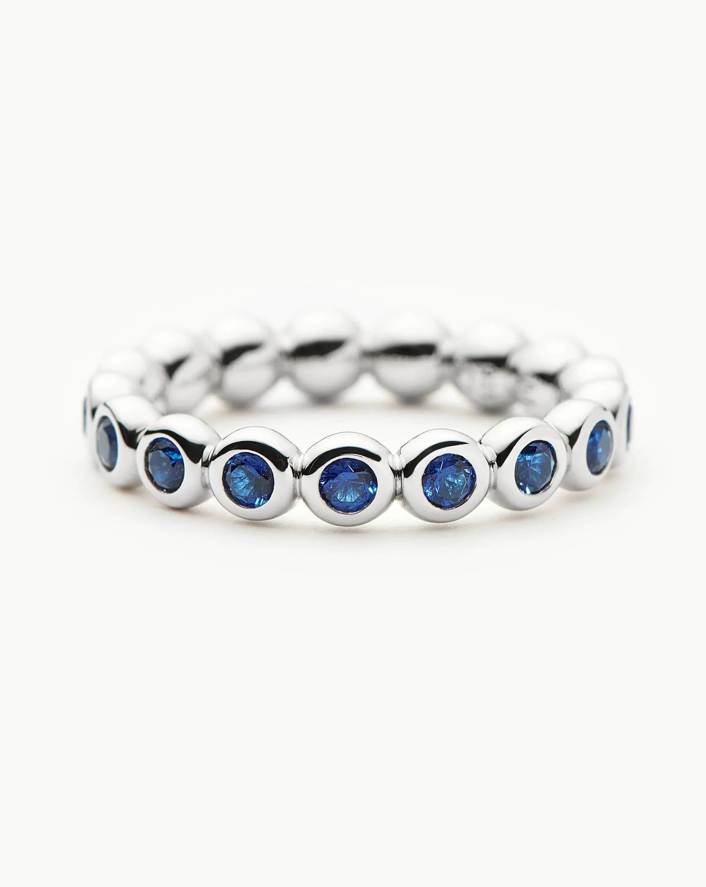 Tennis Eternity Stacking Ring | Sterling Silver/Sapphire Blue Nano-crystal