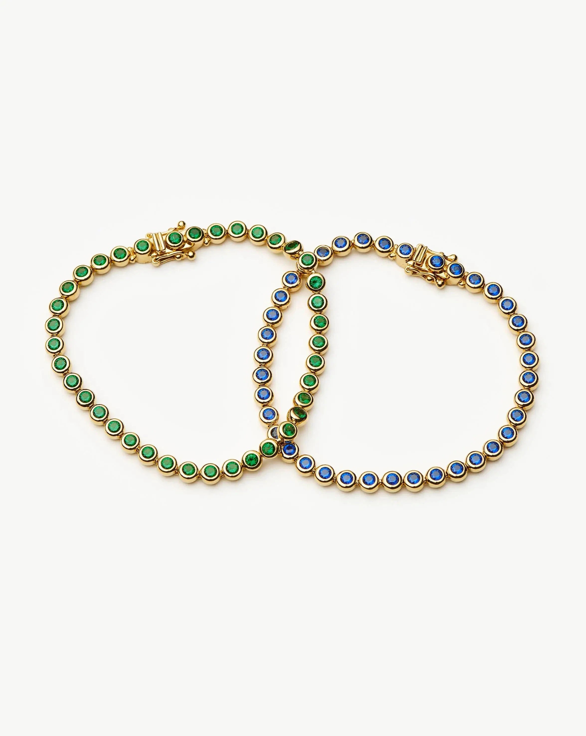 Tennis Round Bracelet | 18k Gold Vermeil/Emerald Green Nano-crystal