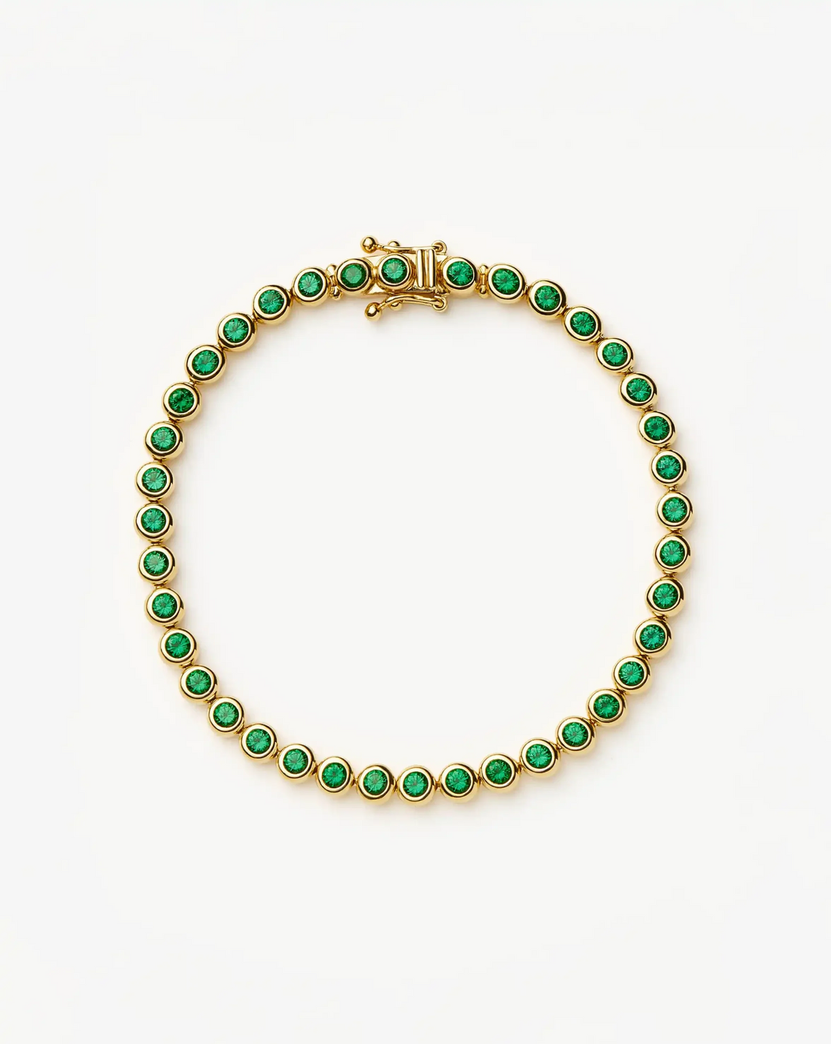 Tennis Round Bracelet | 18k Gold Vermeil/Emerald Green Nano-crystal