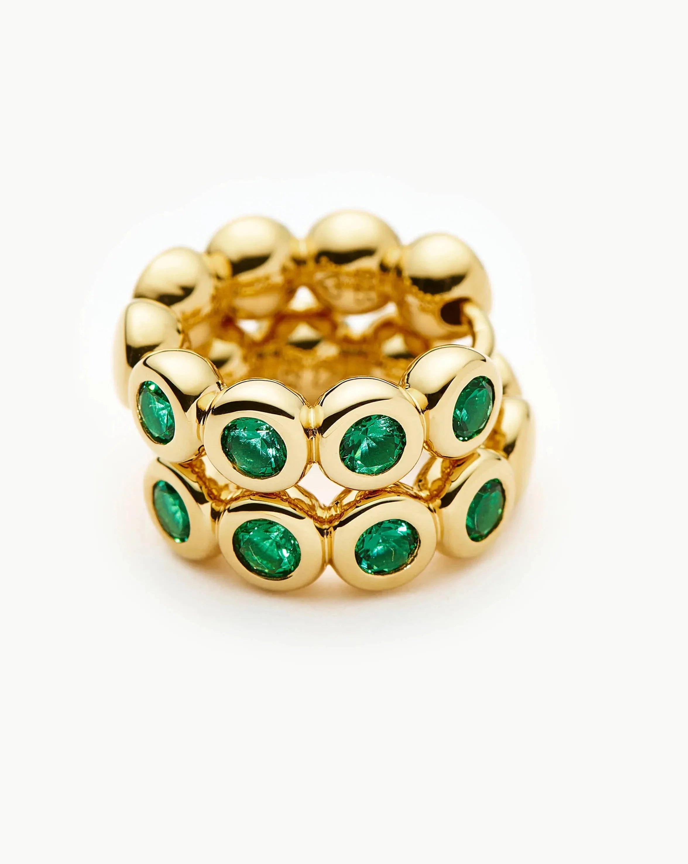 Tennis Small Hoop Earrings | 18k Gold Vermeil/Emerald Green Nano-crystal